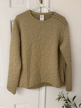 Nike Floral Jacquard Crewneck Sweatshirt Gold Large